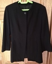 Next Vintage Jacket Uk 8 Thigh Length Concealed Buttons Women's Black