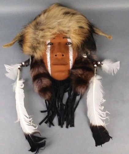 American Tribal Painted Southwest Head Wall Hang Plaque Decorative Mask