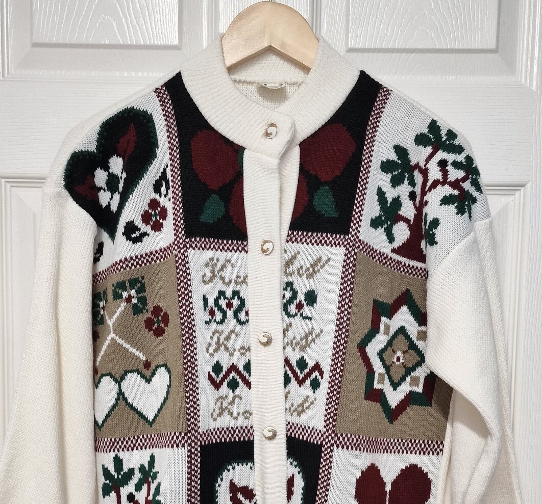 Vtg Basic Collection Xmas Nordic Patchwork Cardig… - image 4