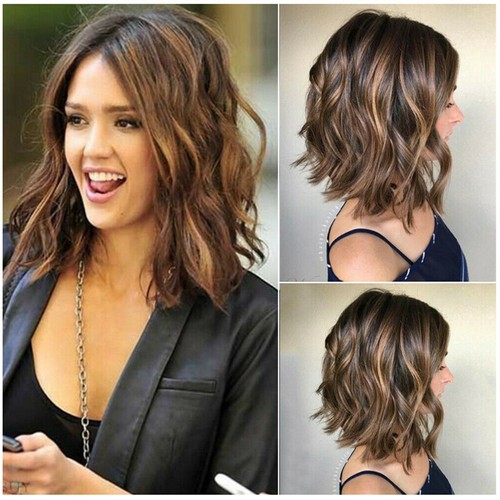 Beauty Gradient Color Medium Shoulder Length Curly Daily Wig European & American - Afbeelding 1 van 4