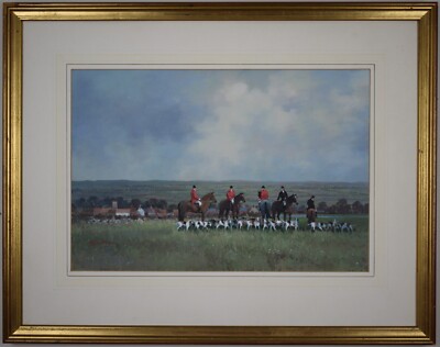 Leicestershire Jagd. Original Gouache vom gelisteten Künstler Michael J Coates RI um 1985
