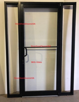 ヘブンズドア Storefront Door LH-offset pivot Bronze Anodize 3X7 w-GLASS,Closer