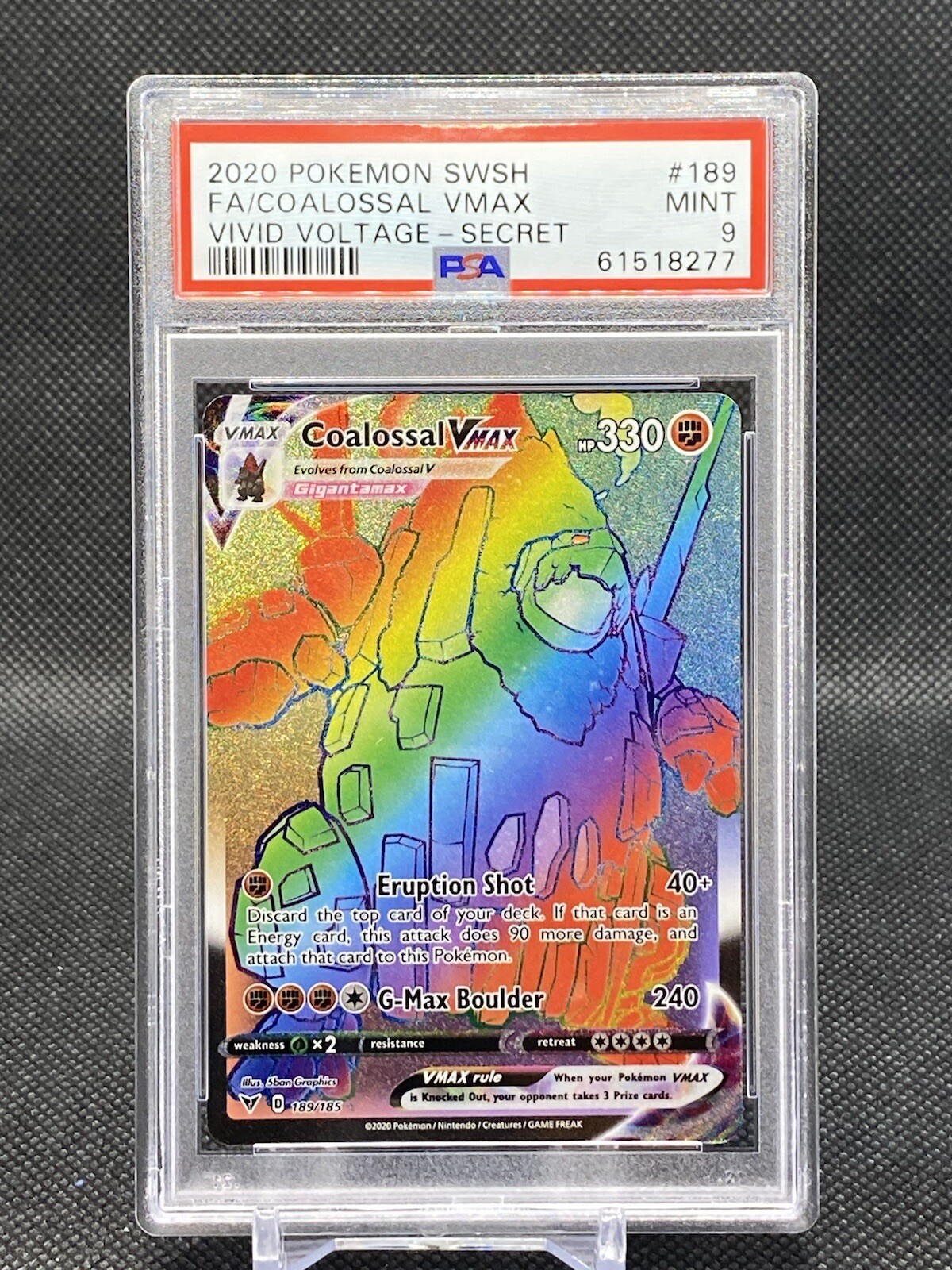 POKEMON SWSH FA/COALOSSAL VMAX VIVID VOLTAGE SECRET #189 PSA 9 MINT