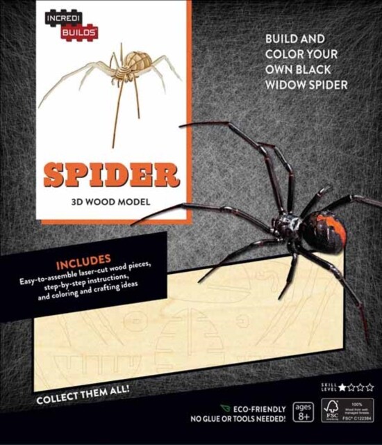 INCREDIBUILDS - Spider - Book and Wooden Model  NEW *FREE P&P*