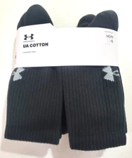 6 Pairs Under Armour UA Cotton Training CREW Socks BLACK Men’s MEDIUM