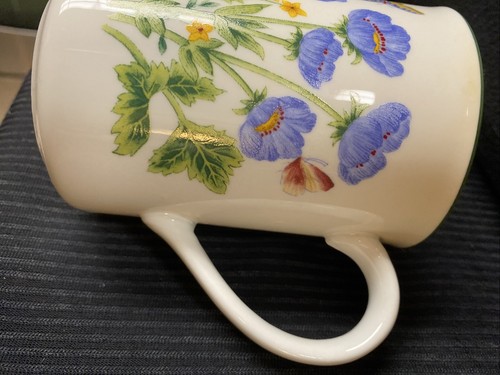 Flower Garden China Coffee Tea Mug Cup Butterflies 🦋 & Purple Flowers VGUC - Picture 3 of 9