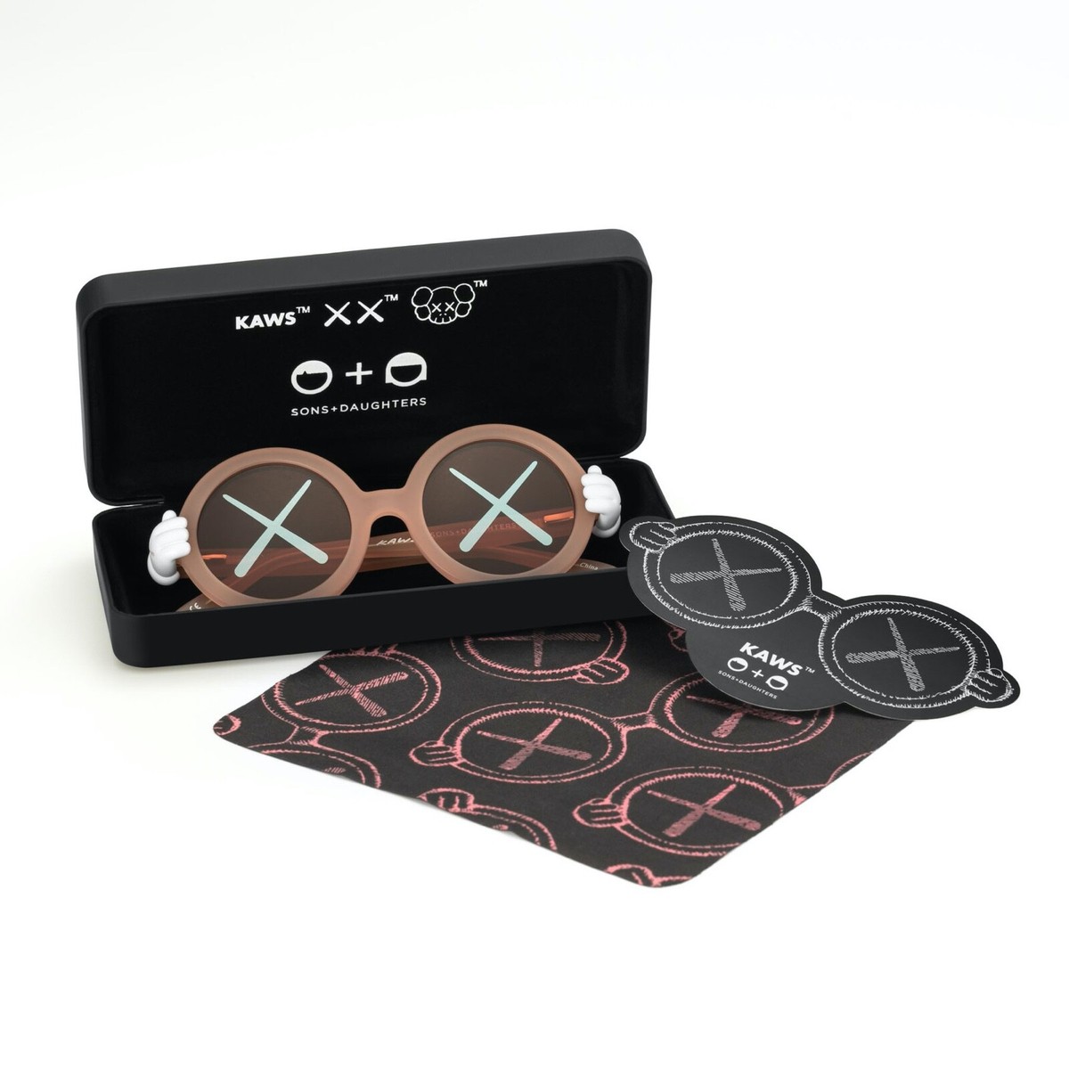 KAWS SONS + DAUGHTERS SUNGLASSES PINK Kids Eyewear IN HAND black