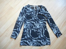 Damen - Bluse - Marke DESIGNERS - Größe 40 - schwarz-grau - Muster - Langarm