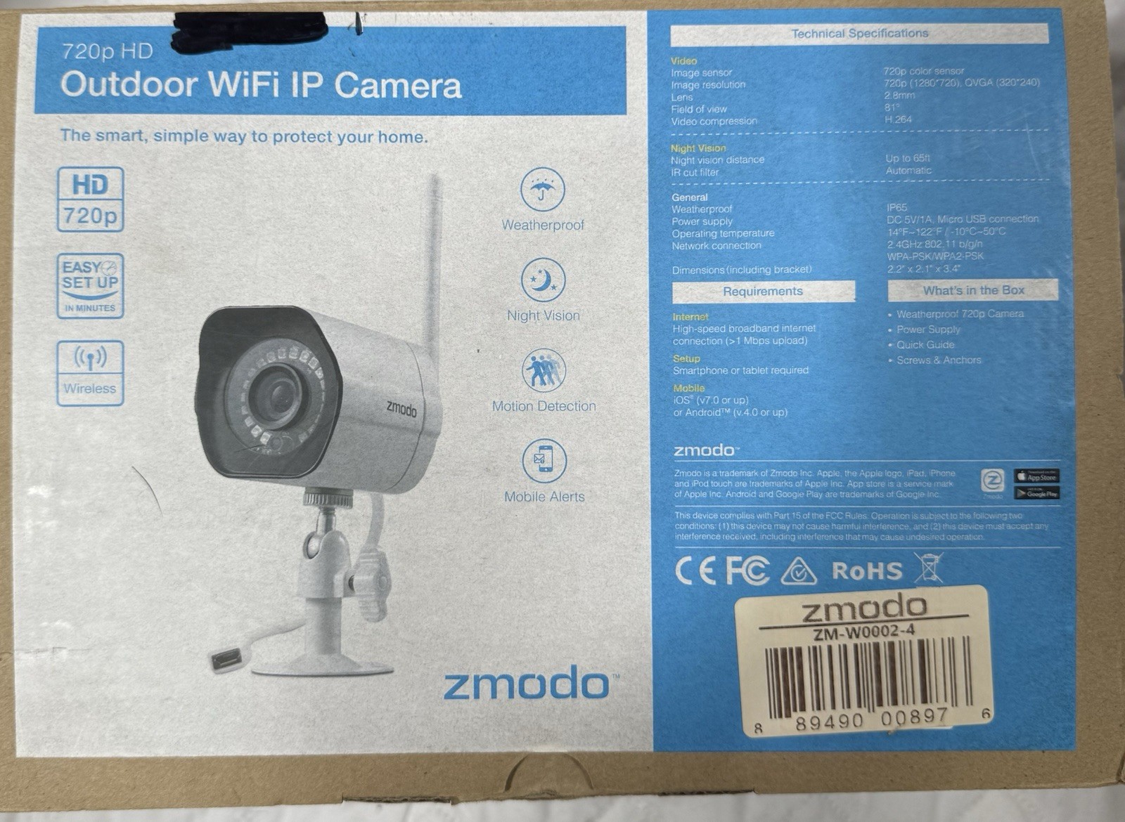 Zmodo ZM-W0002-4 720p HD Wireless Bullet Outdoor IP Camera w