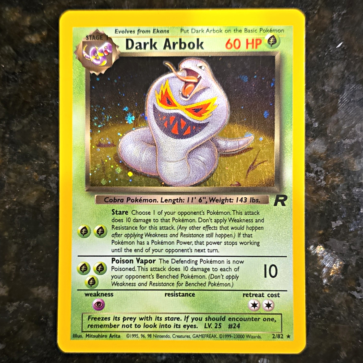 Pokemon TCG Team Rocket Dark Arbok Holo Rare 2/82 Unlimited EN 2000