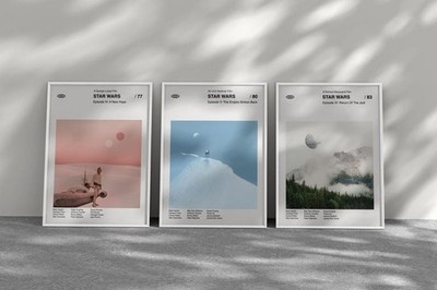 Star Wars Poster Set Minimalist Midcentury Modern A New Hope Empire Strikes Back
