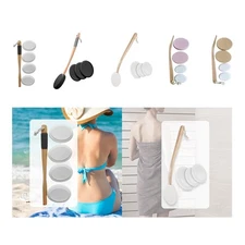 Lotion Applicator for Back Body Brush Anti Slip for Elderly 1 Handle, 4 Pads