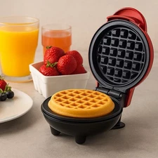Mini Waffle Maker Red 4” Non-Stick Surface 350W Breakfast Machine CE RoHS