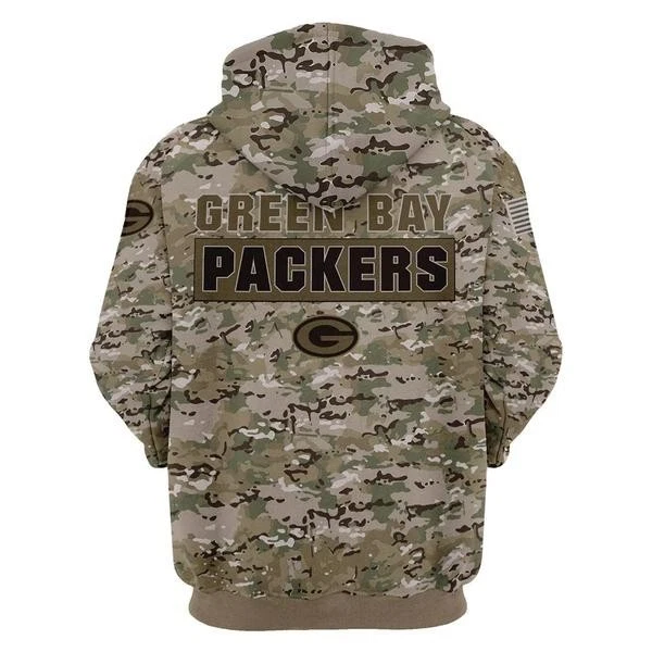 Sudadera con capucha estampada de camuflaje de Green Bay Packers para fanáticos del fútbol americano Foto 2 de 3