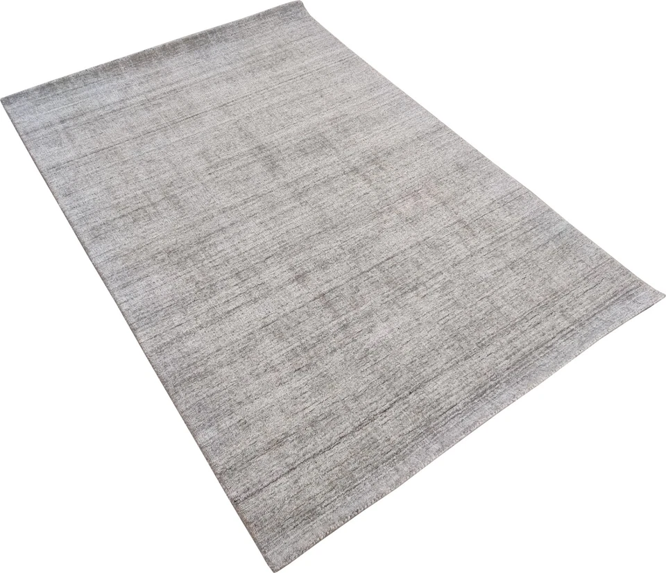 Alfombra hecha a mano con telar 4 x 6 pies 100 % lana beige liso cizalla 120x180 cm Foto 3 de 4