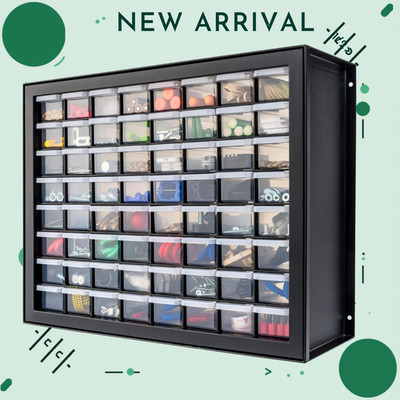 NEW 64 Drawer Screw Organizer Storage Chest Hardware Craft Tool Box Black