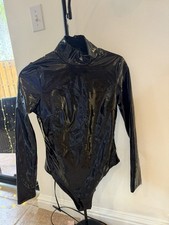 Black Long Sleeve Bodysuit with Zipper Womens...