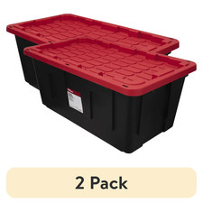 2 pack Hyper Tough Extra Large Plastic Storage Bin, 40 Gallon with Snap Lid
