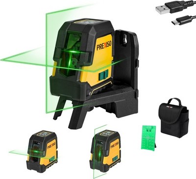 PREXISO Kreuzlinienlaser Grün 30m, Selbstnivellierend Linienlaser mit Dualem