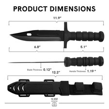 12" Fixed Blade Hunting Knife w/ Sheath - Tactical Survival Outdoor Knife