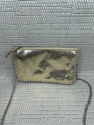 Zara Bag Metallic Gold Leather Studded Zip Inner Pocket Chain Strap Crossbody