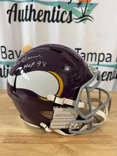Paul Krause Signed Helmet Full Size Replica Minnesota Vikings Schwartz COA
