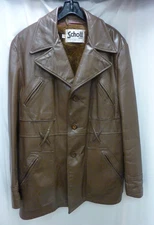 VTG SCHOTT BROS SPORTWEAR MEN'S BROWN LEATHER JACKET REMOVABLE LINING SZ 48 LONG
