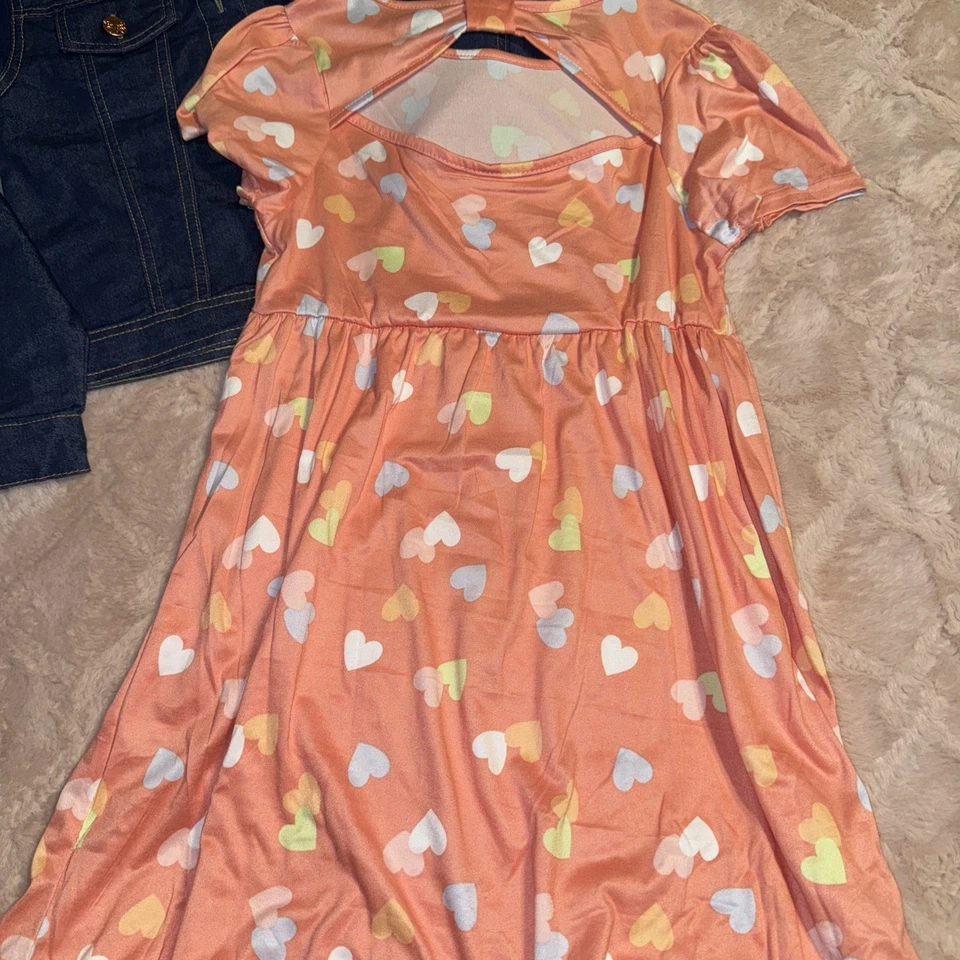 Girls 2pc Outfit With Denim Jacket And Dress Size 10 - Image 4 of 4