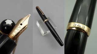 YBSS JA Vintage Orig MONTBLANC 342 Kolbenfüller Schwarz 585 Gold 14K OB 50er