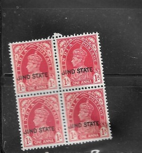 INDIA INDIAN JIND STATE SC#158 MNH XF 1941 OVEPRINT MINT BLOCK OF 4 