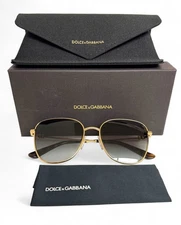 Dolce Gabbana Sunglasses DG 2293 02/8G Gold DG Logo Gray Gradient w/case
