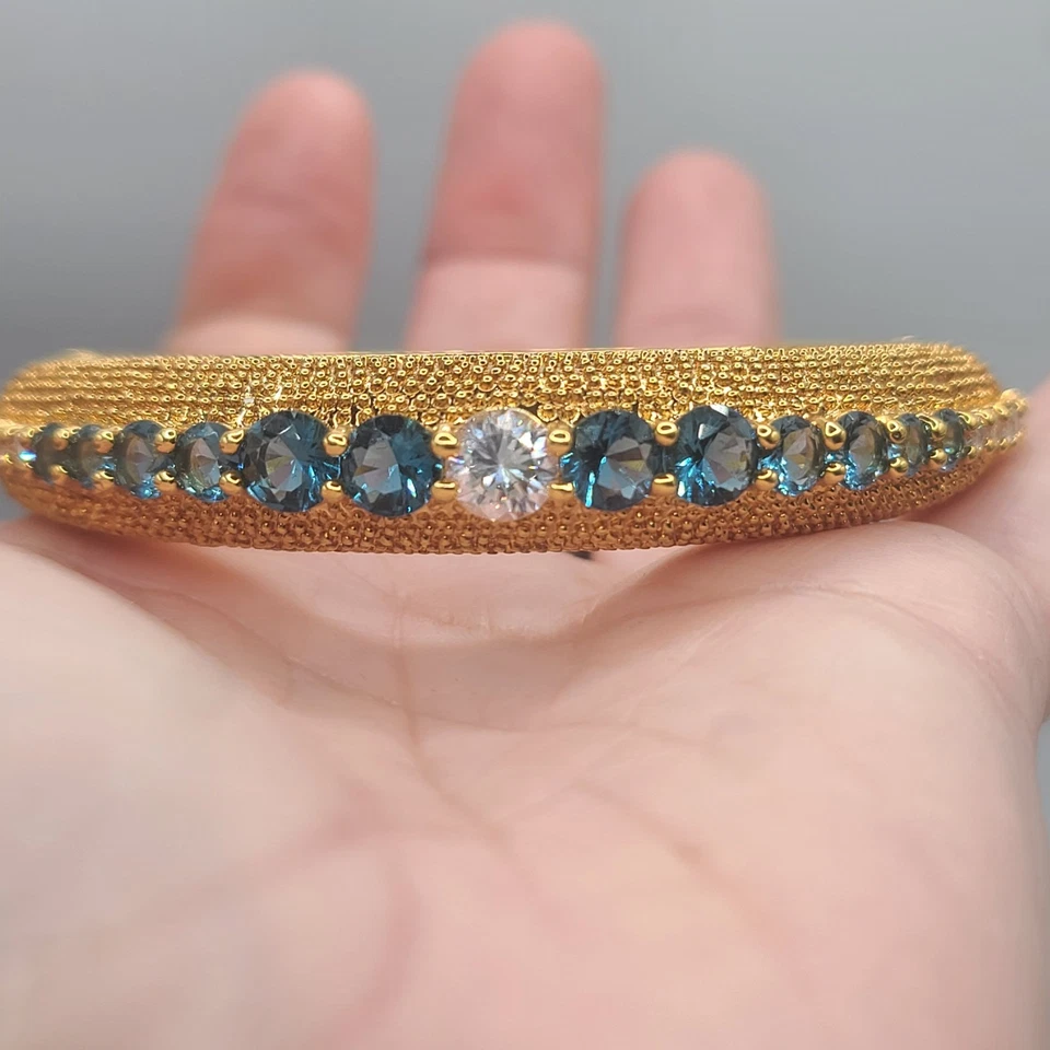 Pulsera Camrose Kross JBK Azul Estrás Malla Brazalete Firmado En Caja 7" Foto 3 de 4