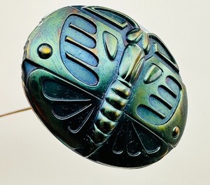 Antique Carnival Glass Hatpin Iridescent "Egyptian Butterfly" Collectible