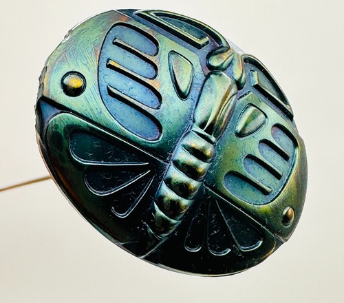 Antique Carnival Glass Hatpin Iridescent "Egyptian Butterfly" Collectible
