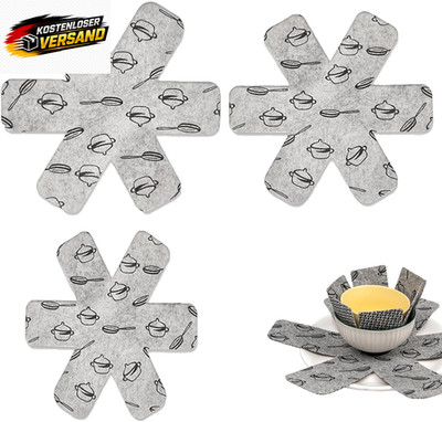 Pfannenschoner Set 12 Stück Platzsparend für Töpfe Pfannen Schutzpads 3 Größen