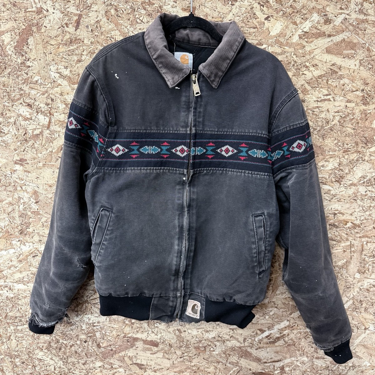 ジャケット・アウター carhartt santafe jacket mdt L Vintage Carhartt JQ0405 Black Aztec Santa Fe Jacket Size