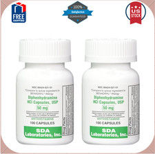 Diphenhydramine 50mg, Allergy Relief, Antihistamine Capsules, 100 Count 2 Pack 
