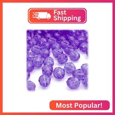 The Crafts Outlet 100pc Faceted Plastic Transparent Beads Round 12mm Dark Purple