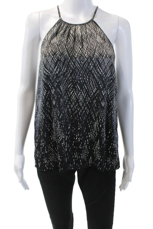 Joie Womens Sleeveless Scoop Neck Abstract Silk Top Black White Size Small