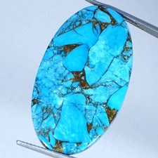 20.30Cts Lab-Created Oval Sky Blue Copper Turquoise Cabochon 19X33X3MM