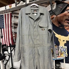 Dickies Herringbone Railroad Jumpsuit Coveralls Mens LARGE Long Sleeve