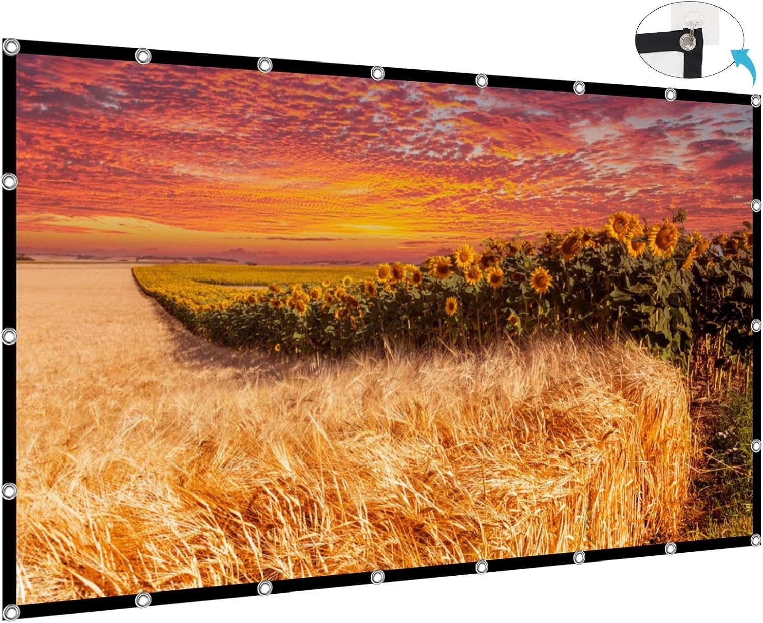 Projector Screen 200 inch, Large 4K HD 16:9 Foldable Portable Projection Cine...