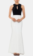 XSCAPE Womens black & white With bow tie floor length formal Gala Dress Size 4