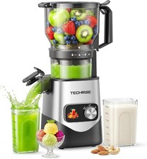 TechRise 3-in-1 Cold Press Juicer with 6" Wide Feed Chute, Slow Masticating Juic