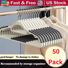Non Slip Plastic Hangers for Clothes Coat Heavy Duty 360  Swivel Hook Pack of 50