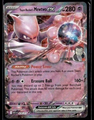 Pokemon Ascended Heroes Team Rocket's Mewtwo ex Holo #079/217