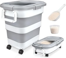 Rice Storage Container Collapsible Airtight 10-40 Lb 25lb Pet Dog Food Dispenser