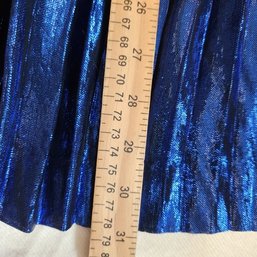 Vintage Evan Picone Skirt Size 8 P Metallic Blue Pleated Midi Union Made USA - Picture 7 of 7