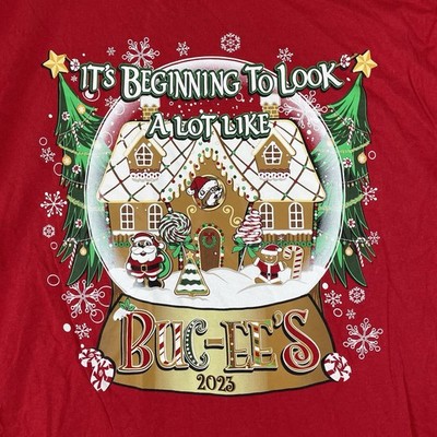 Bucees Limited Edition Christmas 2023 T-Shirt Men's Medium Red Short Sleeve