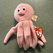 Rare Inky the Octopus TY Beanie Baby, Good Condition w/ Errors 1965KR B